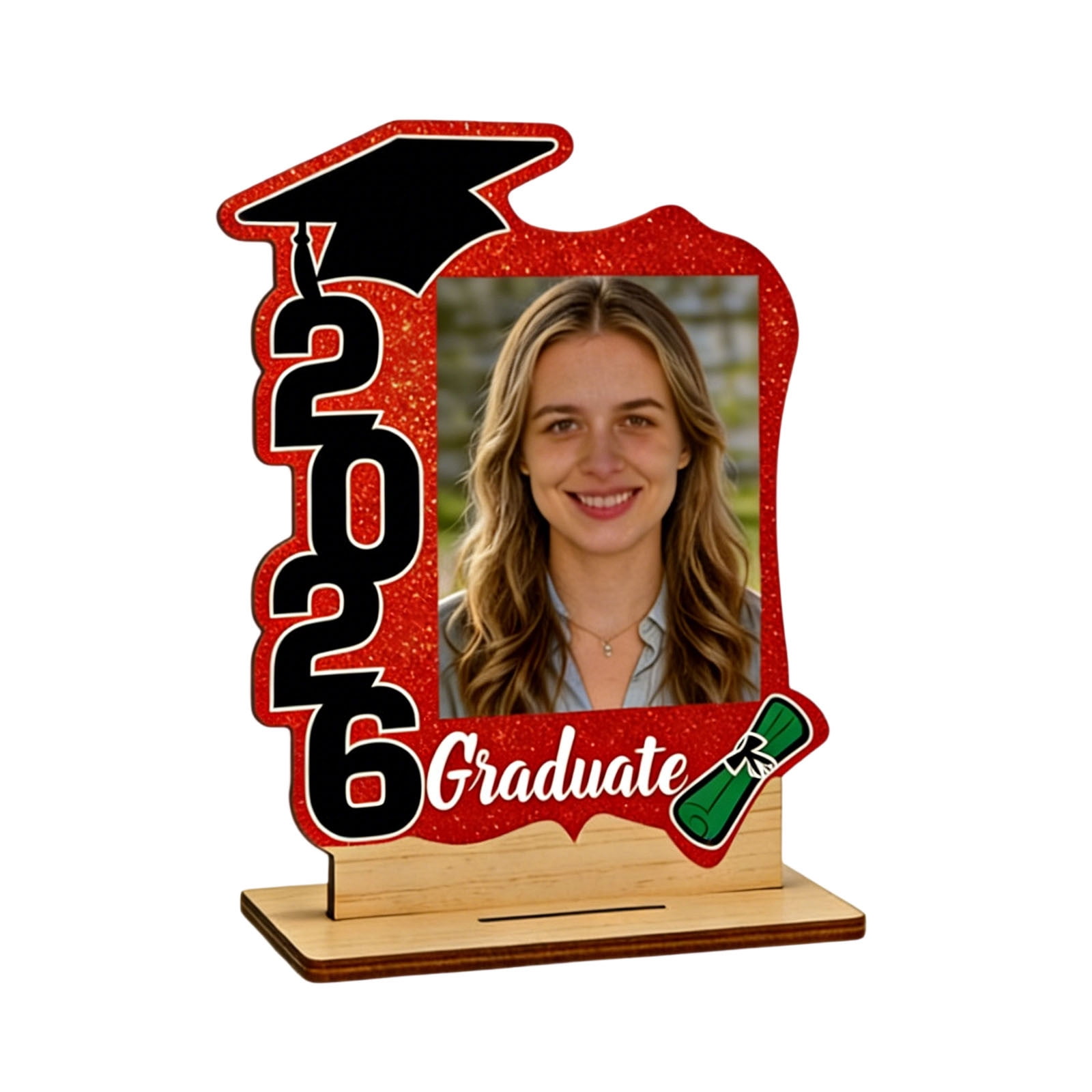 6 Pcs Graduation Picture Frame Class of 2026, Wooden Photo Display Frame with Grad Cap for DIY Graduation Keepsake, Congrats Gift for High School College Grad, Party Decor