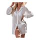 thumbnail image 1 of VISgogo Bikini de verano para mujer, vestido camisero largo suelto con cierre de botón de solapa de manga larga de Color sólido transparente VISgogo  moda, 1 of 6