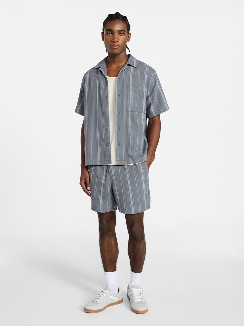 No Boundaries Textured Shirt with Short Sleeves, Men's XS-4XLT