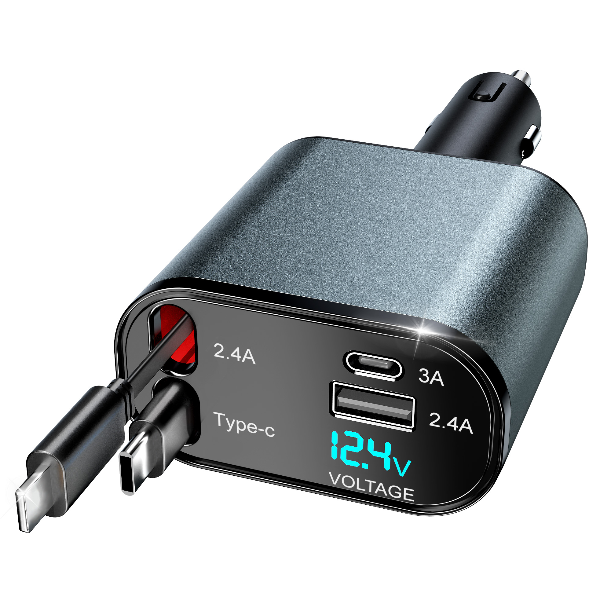 Cshidworld 66W Retractable Car Charger with 4-in-1 Cables