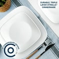 thumbnail image 2 of Corelle Pure White 12-Piece Square Glass Dinnerware Set (Service for 4), 2 of 8