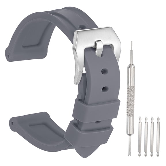Uxcell Silicone Watch Band 20mm Quick Release Flexible Soft Rubber H-type Watch Strap with Stainless Steel Silver Clasp Replacement Wristband for Men, Grey