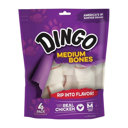 UPC: 0615650950072 | Dingo Medium Adult Rawhide Bone Beef 5.5 in. L 4 pk