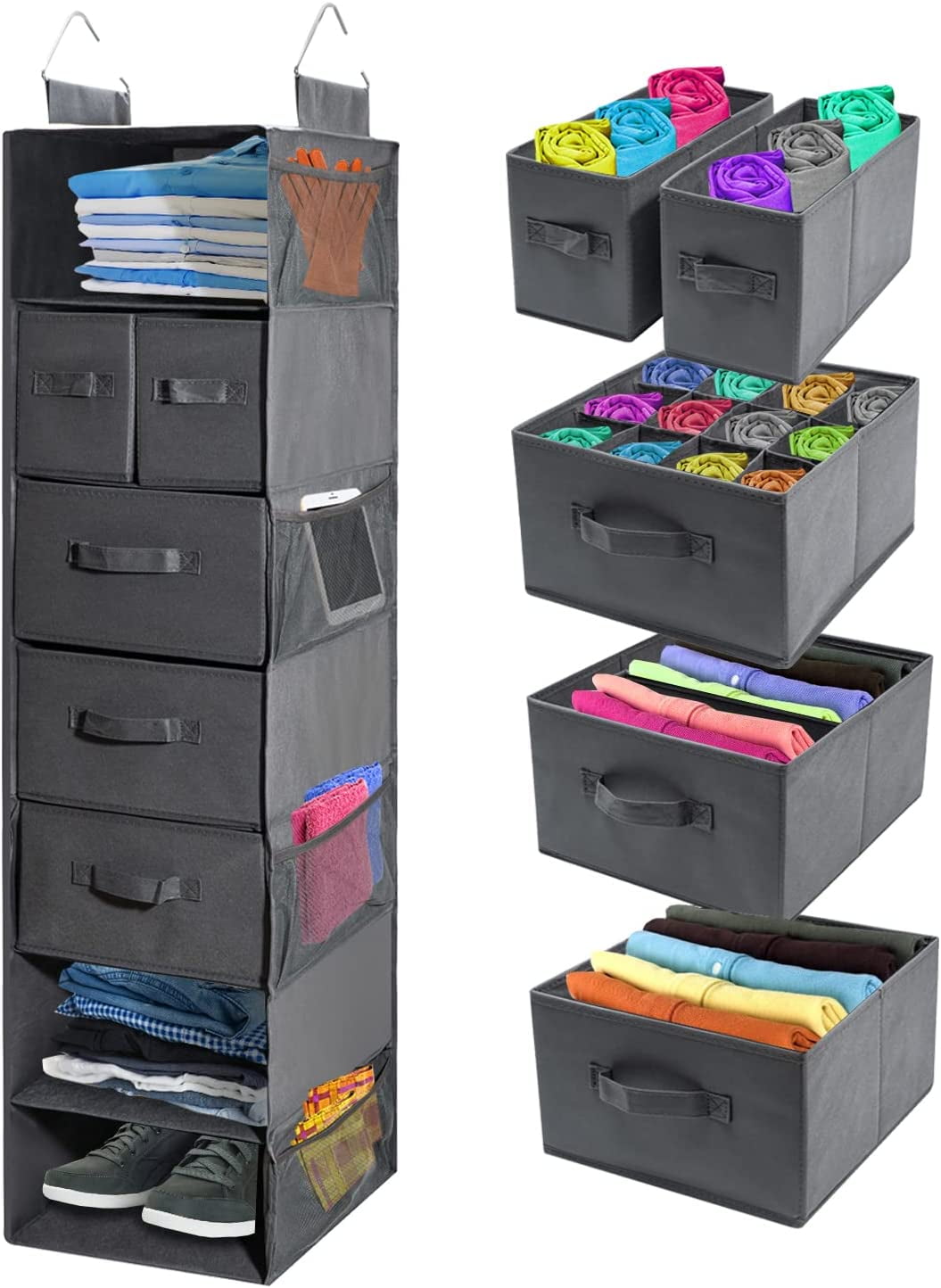 Hanging Closet Organizer with Drawers and Shelves Great Hanging