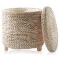 thumbnail image 1 of Puff de almacenamiento redondo de 45 cm de jacinto de agua Casafield, 1 of 7