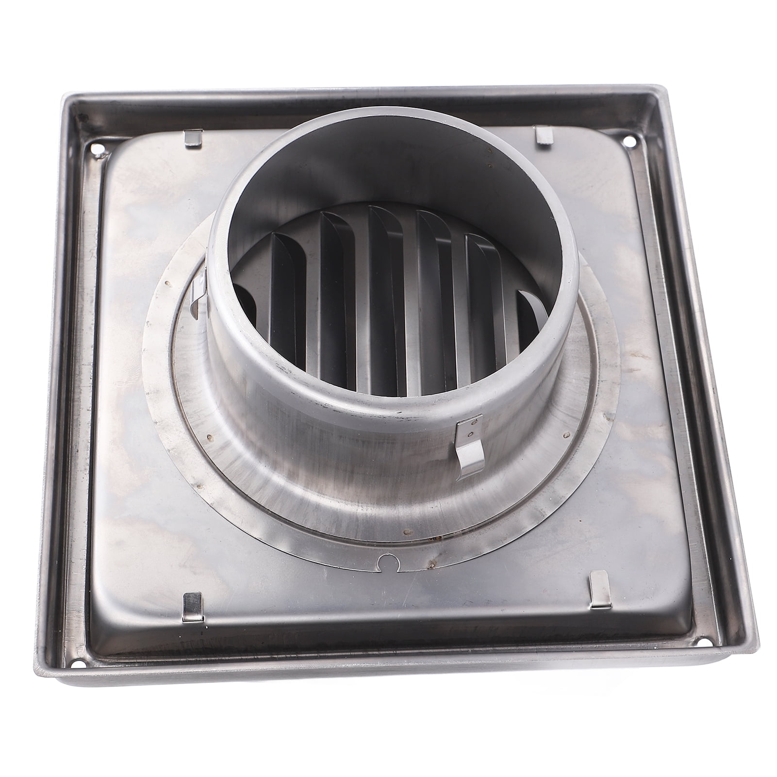 Riousery Exterior Wall Vent Cover with Flats 3.94 Inches (100mm) Square SUS304 Stainless Steel Dryer Exhaust Vent Hood for Bathroom Kitchen Air Ventilation System Grille