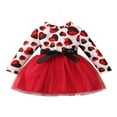 thumbnail image 1 of Robe Trapèze pour Filles, Manches Longues, Imprimé de Cœurs, Robe Patchwork en Tulle, 1 of 9