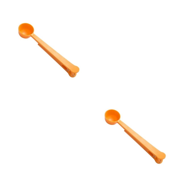 Naiovety Clip para sellador de alimentos, cuchara para sellar polvo de cocina, mango largo, bolsa de plástico extraíble Manual, abrazadera naranja 2Conjunto