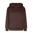 thumbnail image 4 of Xcmzpl Womens Hoodies Basic Solid Color Hooded Sweatshirt Holiday Sweater Tops Cotton Long Sleeve Blouses Fall Clothes, 4 of 6