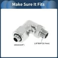 thumbnail image 4 of Unique Bargains Push to Connect Air Fittings 3/8" 90 Degree Air Line Quick Joint Nickel-plated Copper 1/8"BSPT 2 Pcs Silver Tone, 4 of 7