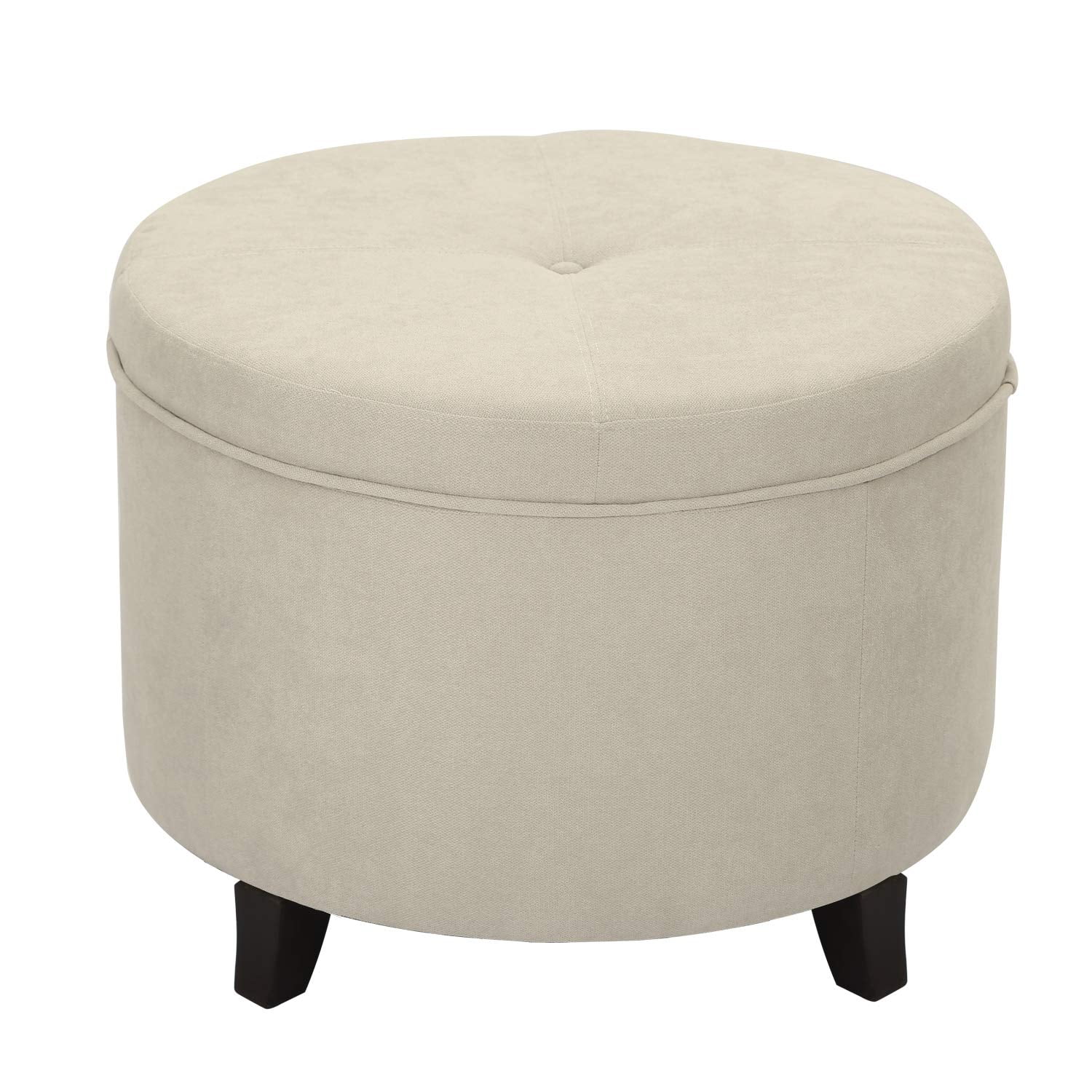 Adeco Round Ottoman, Fabric Foot Rest and Seat, Modern Button Tufted