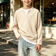 thumbnail image 4 of Abcomgle Boys Long Sleeve T Shirts Size 7-8 Henley Fall Shirts for Boys Soft Basic Top for Boys Soft Fake Two Piece Boys Layering, 4 of 5