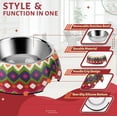 thumbnail image 2 of Stainless Steel Dog Bowl Cat Dish - Anti-Slip Slip Resistant Rubber Base Pet Feeder, Dishwasher Safe & Rust Resistant with Removable Food Water Holder up to 24 Fl Oz (Diamond ZigZag), 2 of 9