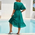 thumbnail image 3 of daznei Swimsuit Coverup for Women Lightweight Chiffon Flowy Short Sleeve Kimonos with Lace up Loose Cardigans for Swimwear Sky Blue, 3 of 7