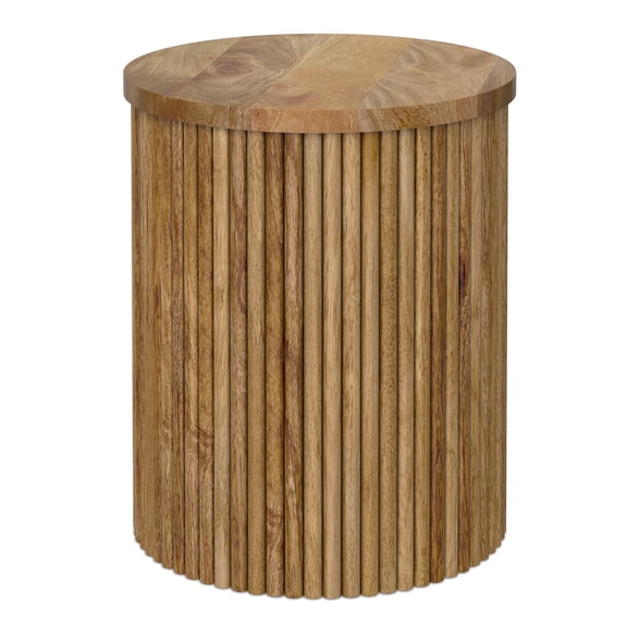 Simpli Home Demy 18W Round Slatted Accent Table