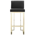 thumbnail image 2 of Pangea Home Dexter 30" Faux Leather & Polished Steel Bar Stool in Black/Gold, 2 of 6