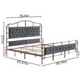 thumbnail image 4 of PORKISS King Size Metal Bed Frame, Velvet Upholstered Platform Bed, King Bed Frame for Adults Teens, No Box Spring Needed, Dark Gray, 4 of 7