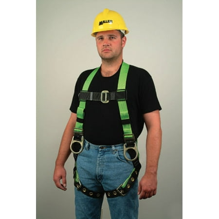 Miller Universal Green HP Series Non-Stretch Full Body Harness With Tool Belt Loops, Mating Buckle Chest Strap, Pull Free Lanyard Rings And Belt Loops
