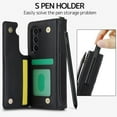 thumbnail image 3 of Wallet Case Compatible for Samsung Galaxy Z Fold 5 Case Wallet with S Pen Holder for Women,4 Card Holder & Strap Stand Leather Case for Z Fold 5 Case for Samsung Galaxy Z Fold 5 Phone Case Black, 3 of 7