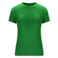 thumbnail image 6 of Women's Short Sleeve Crewneck Pullover T-Shirt Top Blouse Solid Color Soft Casual Daily Wear Loungewear Travel Fashion Essential Gift for Women | CSEONE,Green L, 6 of 9
