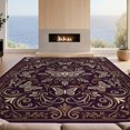 thumbnail image 2 of Design&I 3'x5' Ultra Soft Throw Mat, Butterfly Botanical Symbols Scroll Border Vintage Gothic Moth Playful Expressive None Fluffy Washable Easy Care Indoor rug for Bedside Hallway, 2 of 7