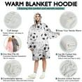 thumbnail image 5 of Gray Soccer Balls Pattern Wearable Oversized Blanket,Wearable Blanket Hoodie for Adults,Cozy Hooded Blankets with Super Pockets,Super Warm Fuzzy Pullover for Women & Men, 5 of 6