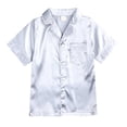 thumbnail image 3 of GCETTIC Girls Boys Pajamas Satin Pajama Set Silk Pjs Short Sleeve Sleepwear Kids Button-Down Nightwear 13-14 Years, 3 of 5