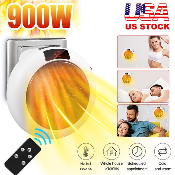 Goowood Space Heater 900W Portable Electric Heater for Indoor Use with Adjustable Thermostat Timer and LED Display Small Desk Heater