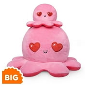 TeeTurtle | Original Reversible Big Octopus Plushie Pink Heart Eyes and Fire Eyes