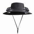 thumbnail image 2 of Yardvibe Wide Brim Solar Fan Hat for Men Women, 19.2"-22.4" Men's Solar Powered Hat with 2 Fans, Outdoor Fishing Beach Sun Hat, Waterproof Removable Hat for Him Her (Black), 2 of 5
