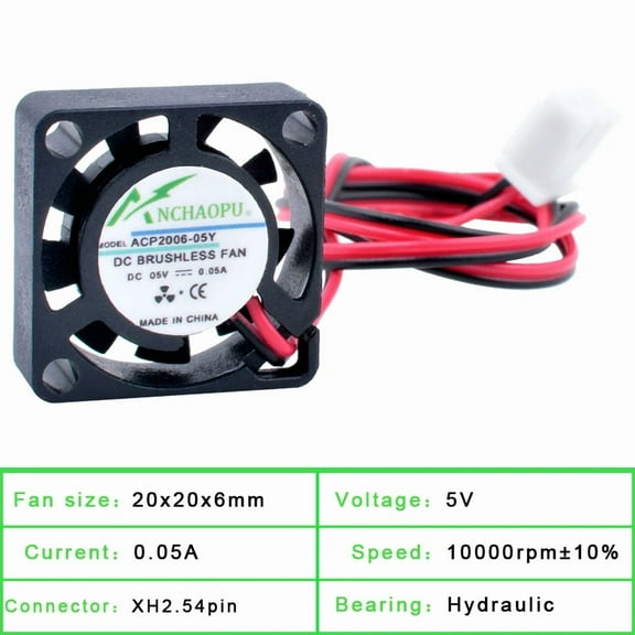 ACP2006 2cm 20mm fan 20x20x6mm DC5V 12V USB 2pin Micro cooling fan for micro equipment purifier drone