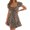 Brown, variant on Square Neck Womens Boho Floral Smocked Short Sleeve Ruffle Beach Summer Mini Dress