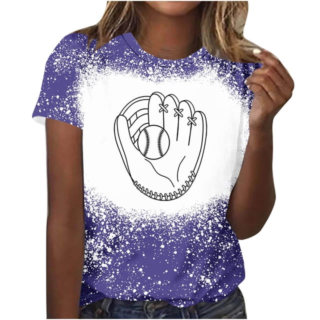Camisas de Mujer Casual Impreso Cuello Redondo Manga Corta Superior, Blusa de Moda para Uso Diario Y de Fiesta
