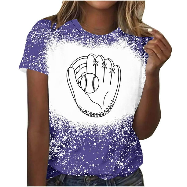 Camisas de Mujer Casual Impreso Cuello Redondo Manga Corta Superior, Blusa de Moda para Uso Diario Y de Fiesta