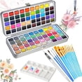 thumbnail image 1 of kit Acuarela profesionales de 100 Color-50 colores regulares, 35 met&aacute;licos, 10 macarons y 5 fluorescentes, con Met&aacute;lico en Caja Port&aacute;til, 13 pincel, 1 pluma de acuarel, 1 of 7
