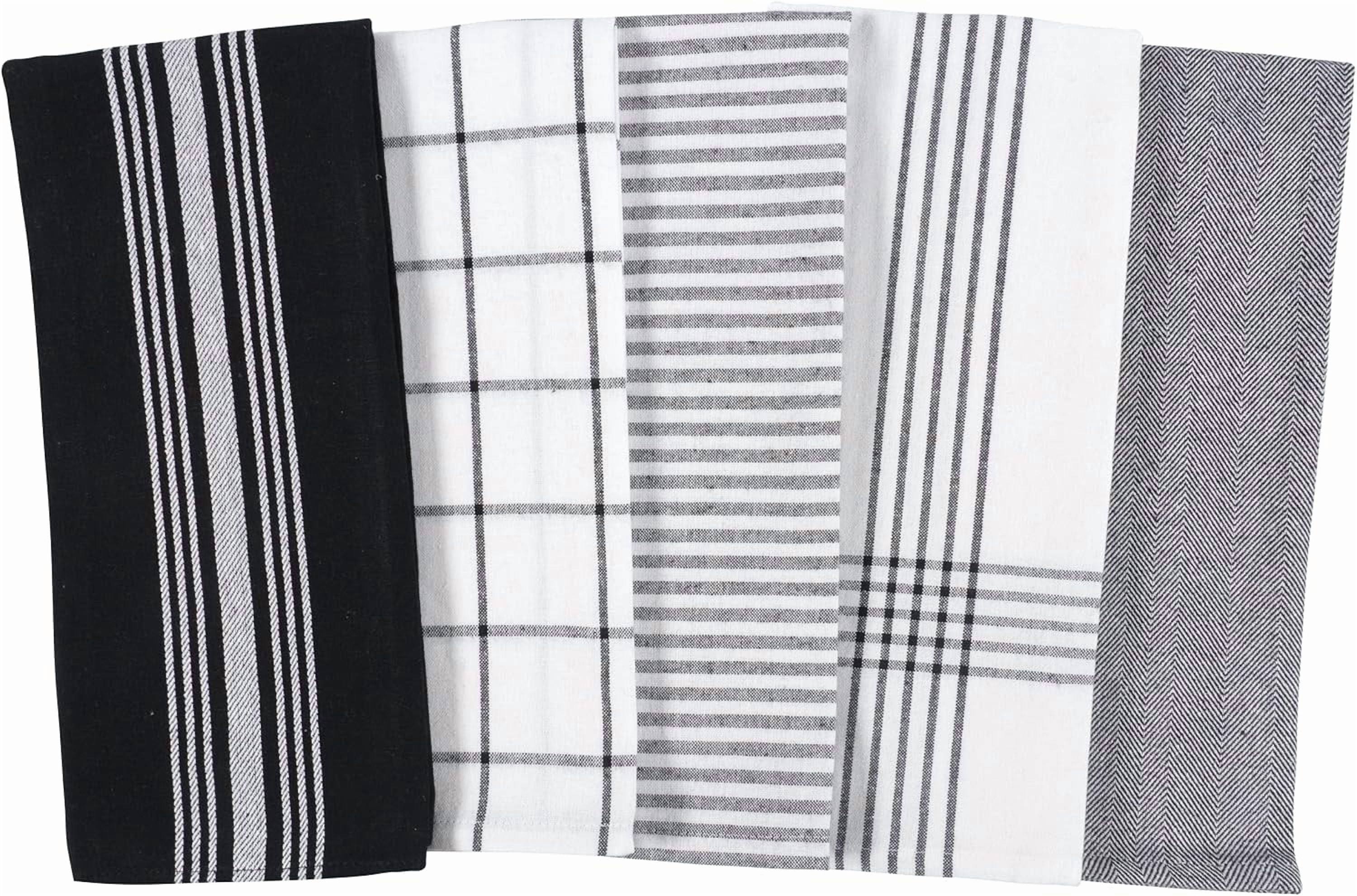 KAF Home Soho Kitchen Towels, Soft and Absorbent Flat Dish Towels, 18” x 28”, Black, 10 Pack