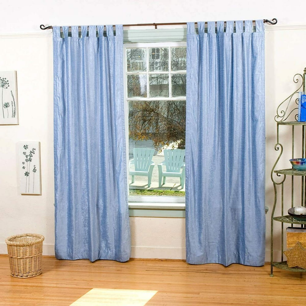Light Blue Tab Top Velvet Curtain / Drape / Panel Piece