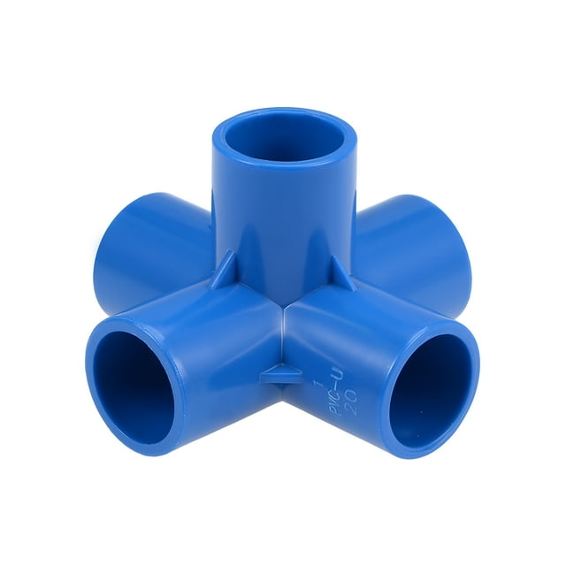 Conector de tubo en codo de 5 vías, grado de mobiliario, accesorios de esquina en forma de T de 1/2 pulgada, azul, 2 piezas
