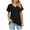 Black-15, variant on Mittory Women Summer Short Sleeve V Neck Shirts Side Split Tunics Loose Fit Tops Basic Tees