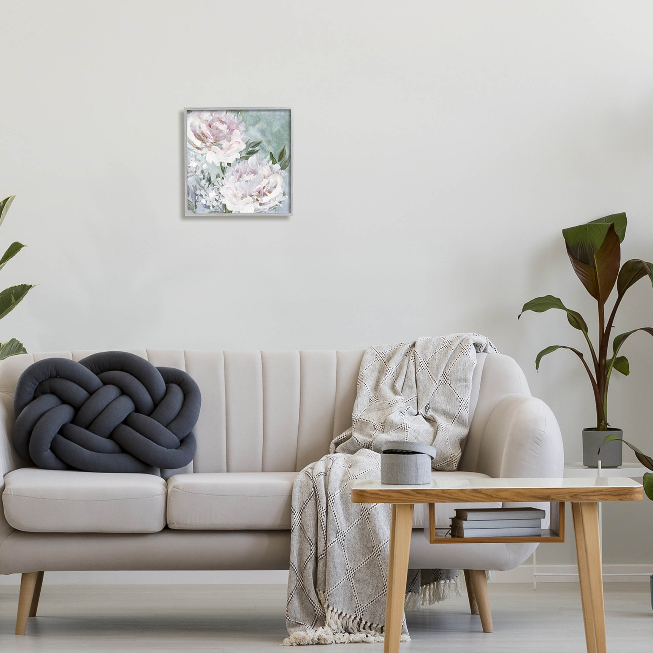 Fluffy Pink Peonies Floral Botanical & Floral Graphic Art Gray Framed Art Print Wall Art