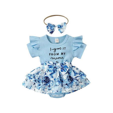 

Nituyy Newborn Baby Girl Clothes Summer Outfit One Piece Bodysuits Romper Dress Floral Skirt