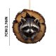 thumbnail image 3 of Adornos para árbol de Navidad | Colgantes de animales | Decoraciones colgantes planas de acrílico 2D para la decoración navideña | Juego de 6 con búhos y mapaches, 3 of 5