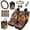Aztec Western Horse, variant on Uorisanigo Retro American Flag Front Back Seat Cover Full Set Car Steering Wheel Wrap Seat Belt Pad Car Coasters Trash Can Air Vent Pouch Rearview Mirror Cover Key Chain, Set of 15