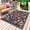 Dark Blue Scarlet Khaki, variant on Red Blue Geometric Outdoor Rug 4x6 Ft - Reversible Patio Rug Outdoor Camping Rugs, Ethnic Vintage Southwest Floral Washable Indoor Outdoor Area Rugs, Non-Slip Outdoor Carpet Runner for Deck/Porch