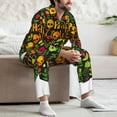 thumbnail image 7 of Sikiie Happy Halloween Floral Mens Pajama Set, Soft Warm Long Sleeve Sleepwear, Cozy Button-Down Pjs for Men-, 7 of 7