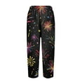 thumbnail image 5 of Women's Fashion Christmas Snowflakes Print Casual Pants with Drawstring Elastic Waist and Pockets, Comfortable Full Length Trousers for Winter Casual Wear,Black,S, 5 of 6