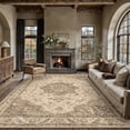 thumbnail image 3 of BERTHMEER 6'x9' Washable Area Rugs for Living Room Vintage Brown Kitchen Rugs for Bedroom Non Slip Carpets Home Office Farmhouse Dorm Dining Room Oriental Traditional Distressed Rugs, 3 of 8