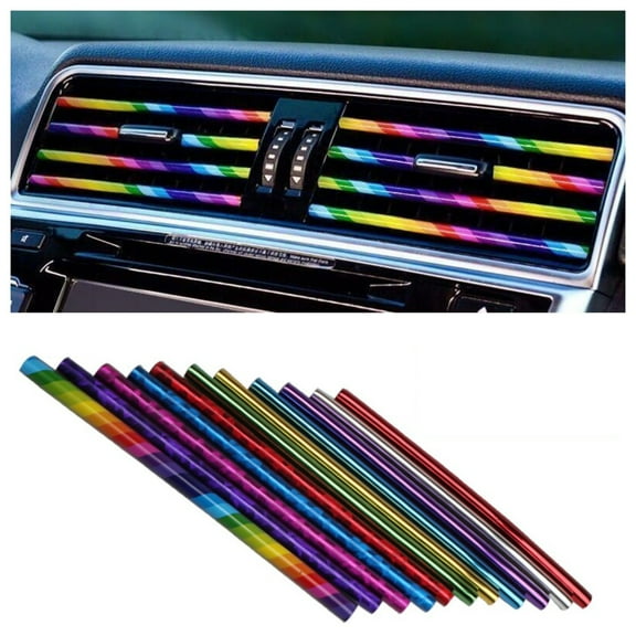 Soumake 20Pcs Universal Car Air Outlet Decorative Strip Electroplating Colorful U Shape Molding Trim Strips Decor Car Styling Accessories