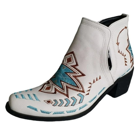 

Fall Savings Clearance Deals 2022! Hvyes Women s Boots Mid Heel Pointed Toe Boots Slip-on Shoes Embroidered Shoes Warm Boots Ankle Boots