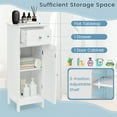 thumbnail image 2 of Topbuy Single Door Bathroom Floor Cabinet Freestanding Storage Organizer Unit w/ Adjustable Shelf Multifunctional Storage Cabinet White, 2 of 7